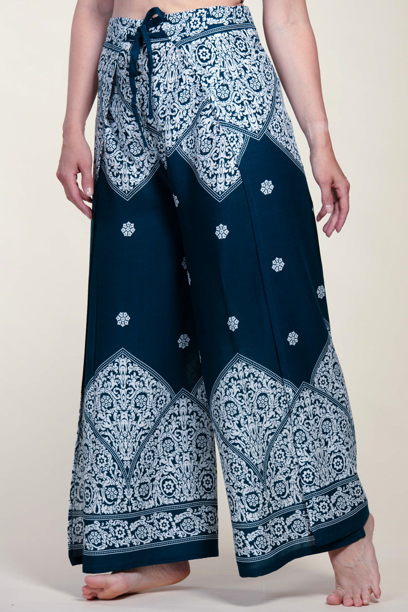 Border Vines Teal Artisan Wrap Palace Pants