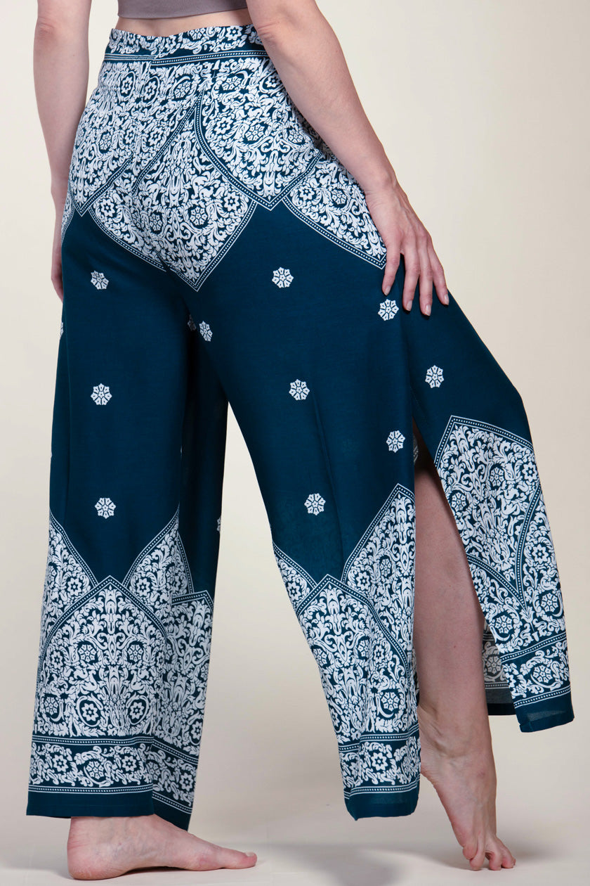 Border Vines Teal Artisan Wrap Palace Pants