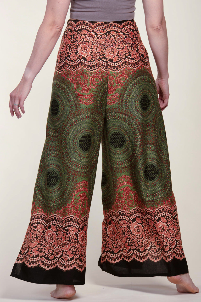 Mandala Olive Artisan Wrap Palace Pants