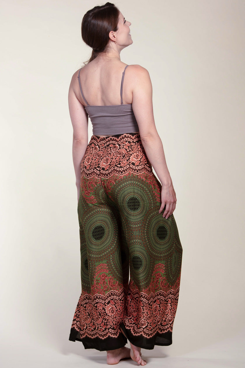 Mandala Olive Artisan Wrap Palace Pants
