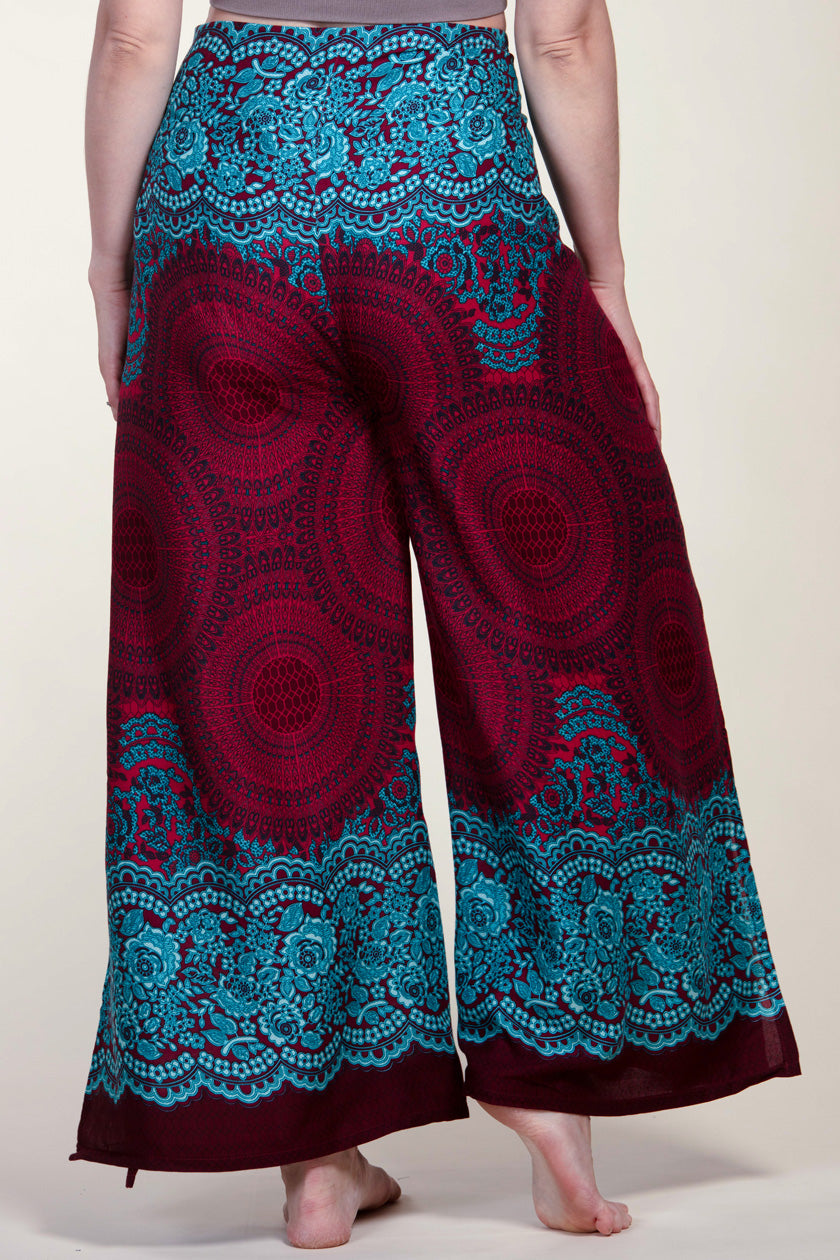 Mandala Red Artisan Wrap Palace Pants