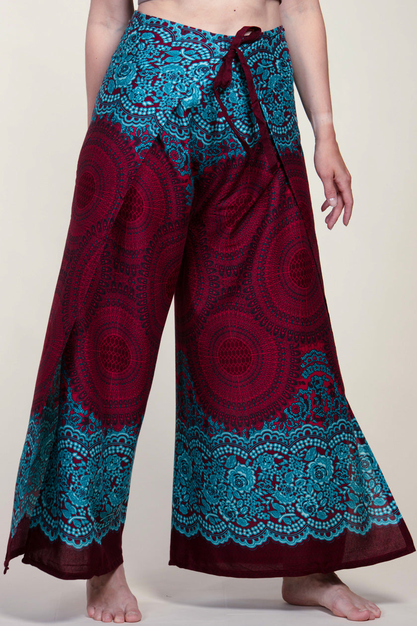 Mandala Red Artisan Wrap Palace Pants