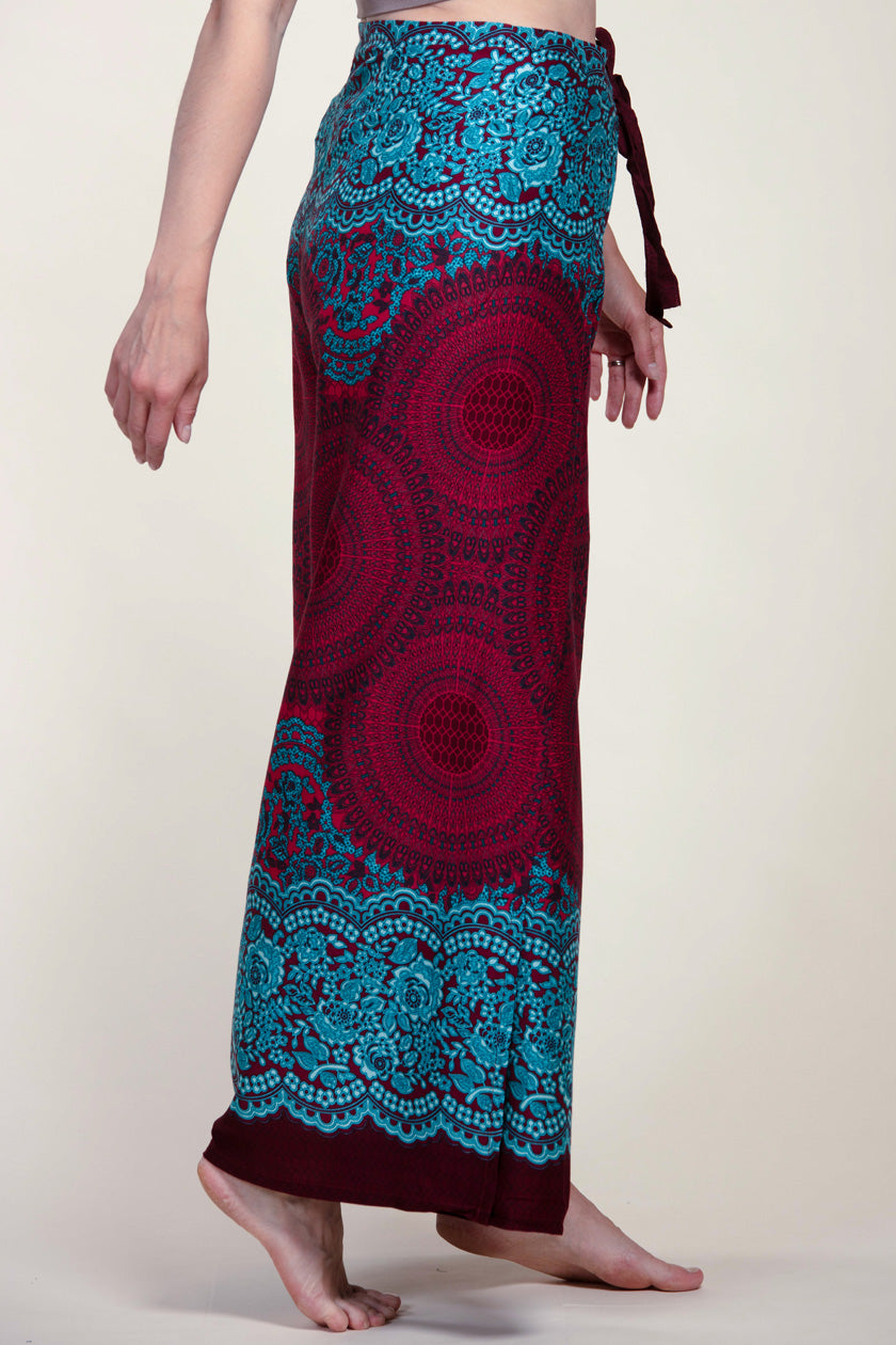 Mandala Red Artisan Wrap Palace Pants