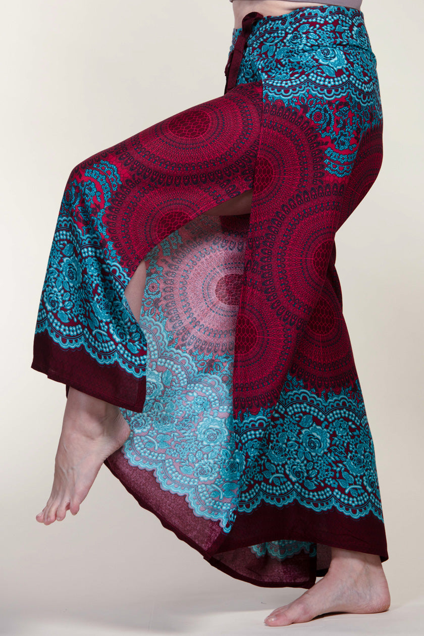 Mandala Red Artisan Wrap Palace Pants