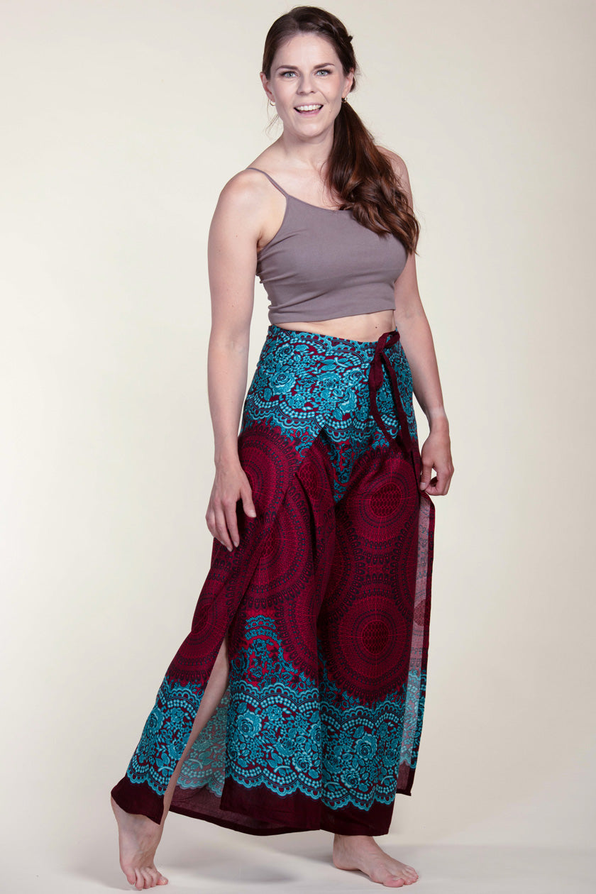 Mandala Red Artisan Wrap Palace Pants