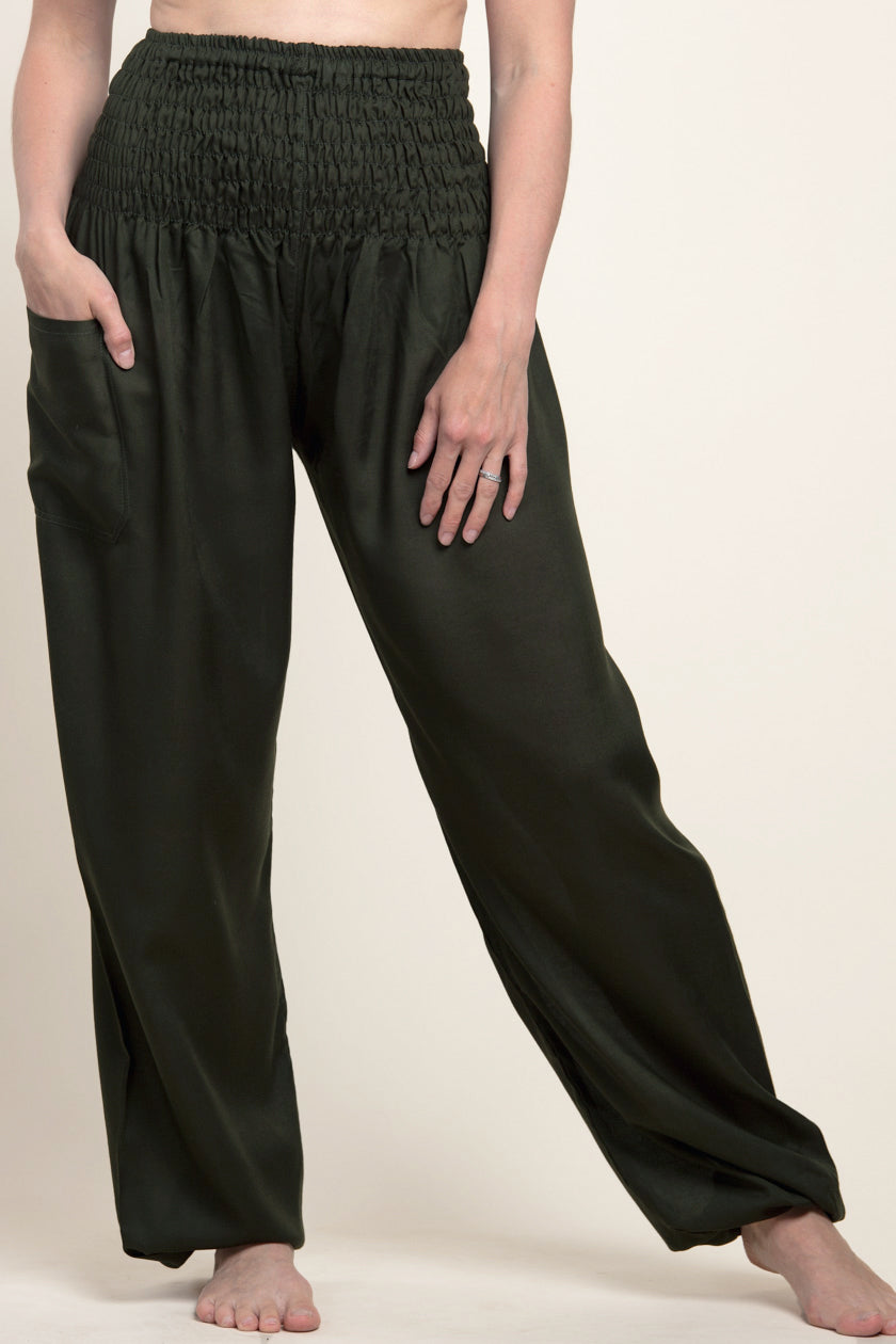 Extended Boho Green Artisan Haaremihousut