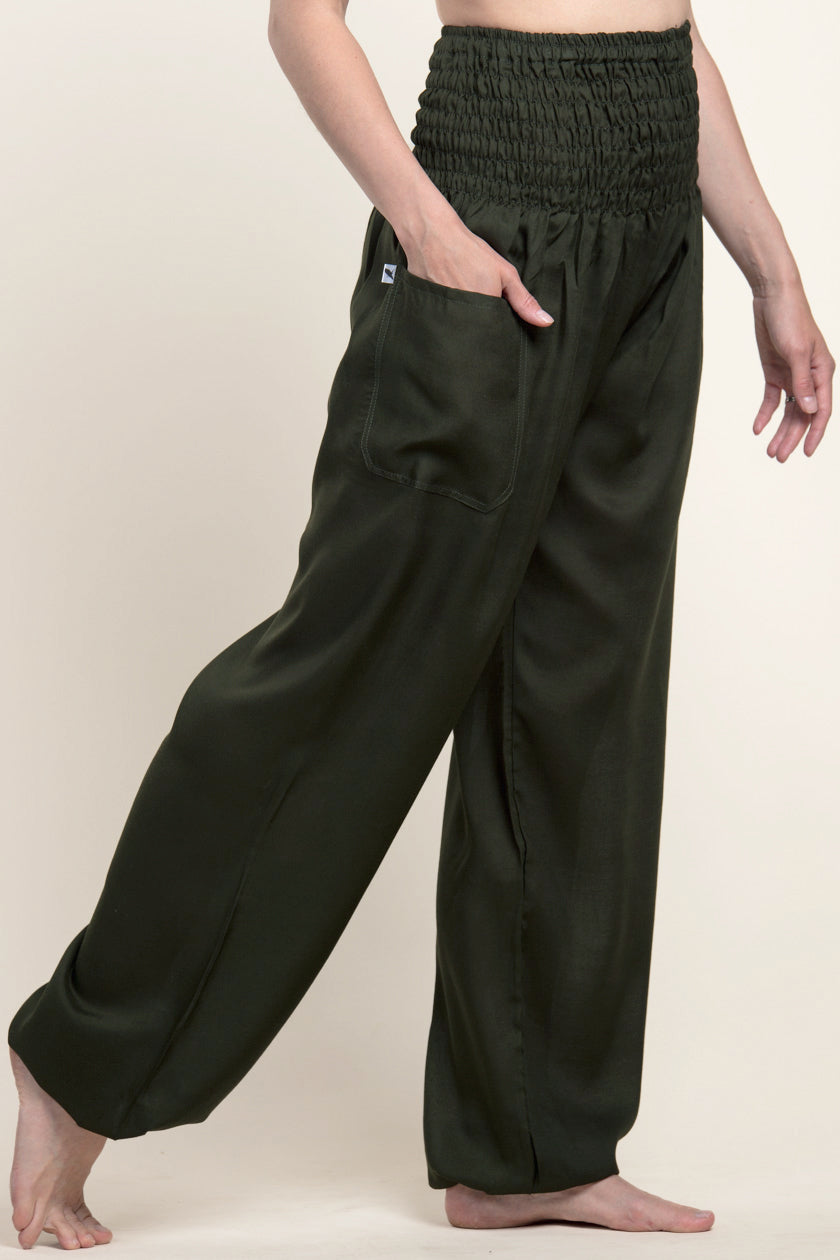 Extended Boho Green Artisan Haaremihousut