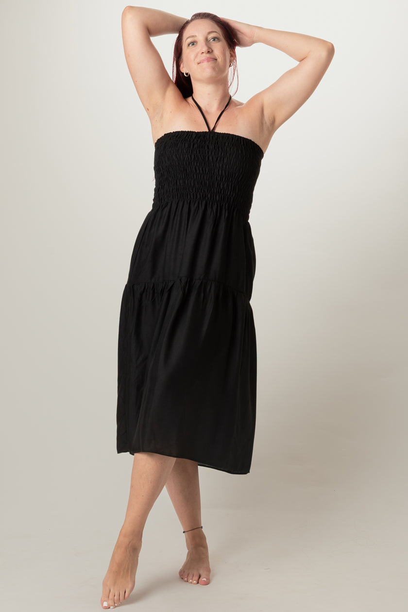 Boho Black Artisan Bandeau Midimekko - Berry Piper