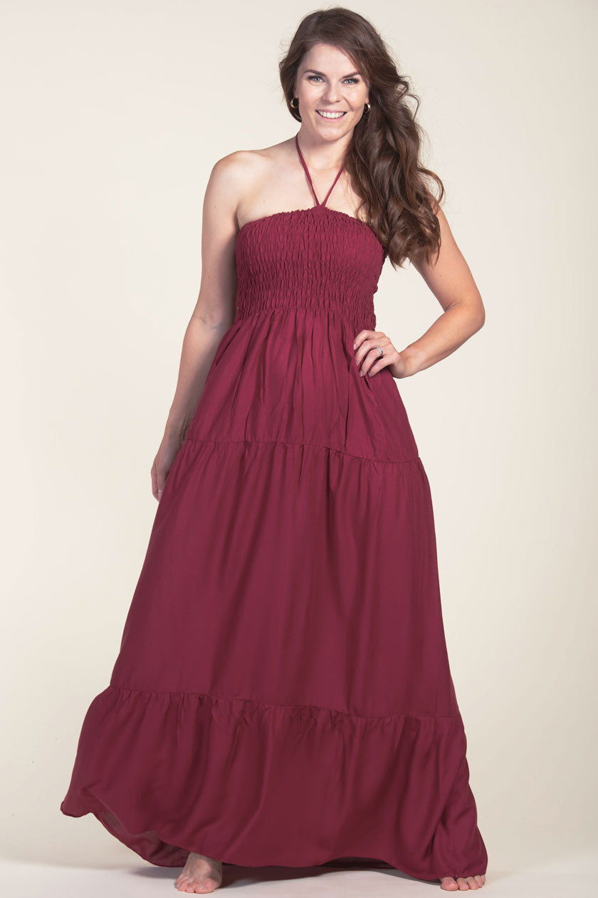 Boho Burgundy Artisan Bandeau Maxi Dress Boho Burgundy Artisan Bandeau Maxi Dress