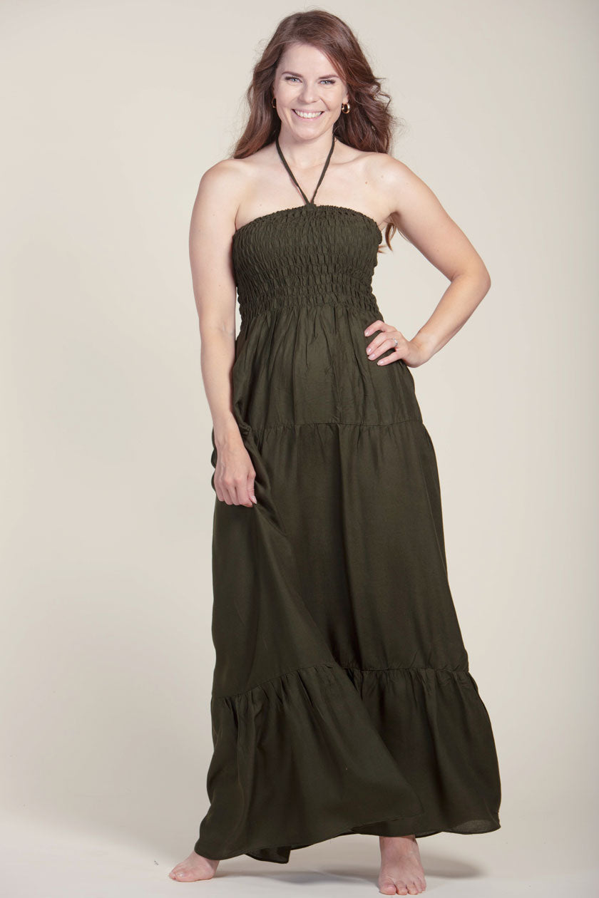 Boho Green Artisan Bandeau Maxi Dress Boho Green Artisan Bandeau Maxi Dress