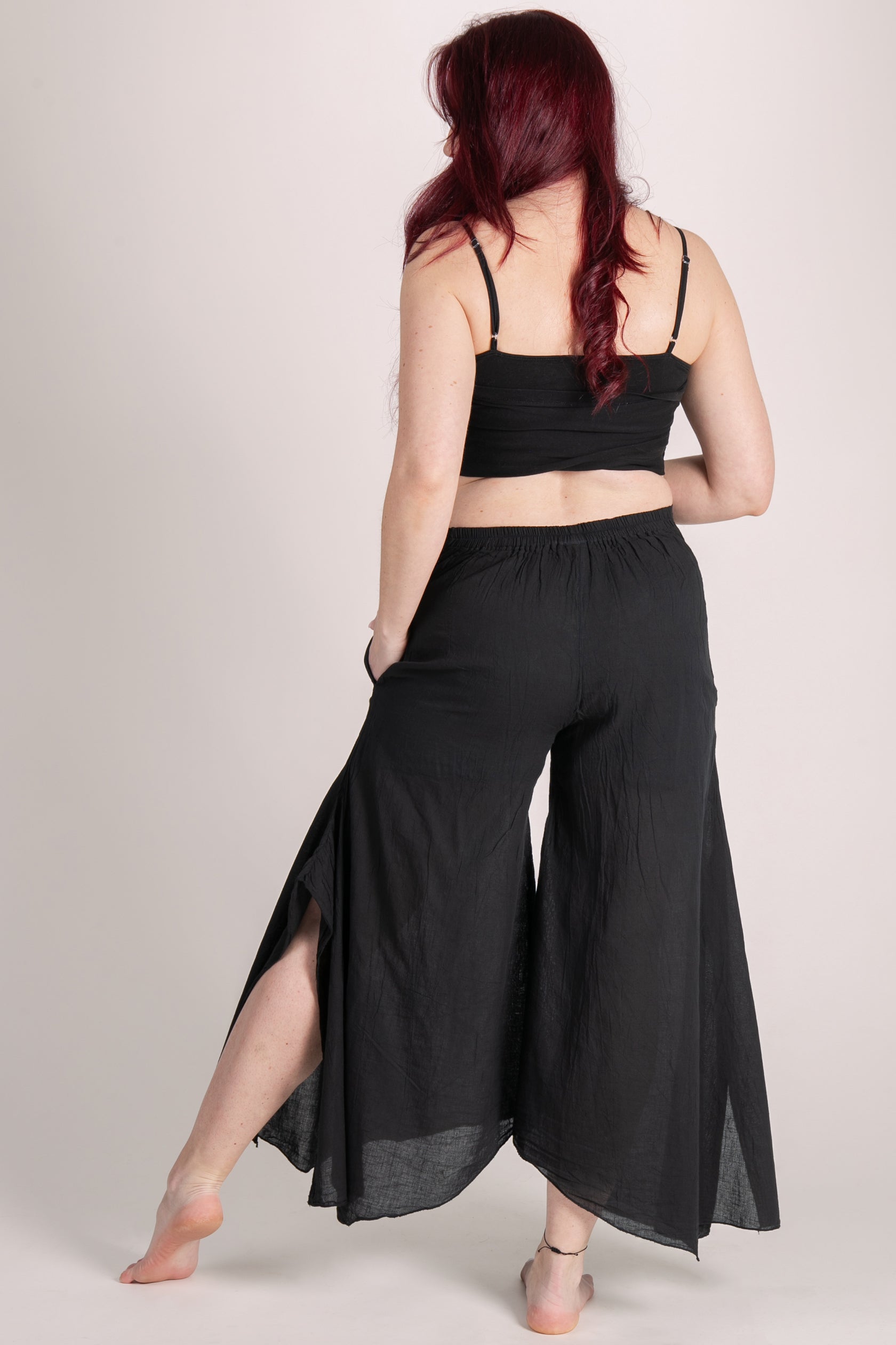 Breeze Black Cotton Artisan Palatsihousut