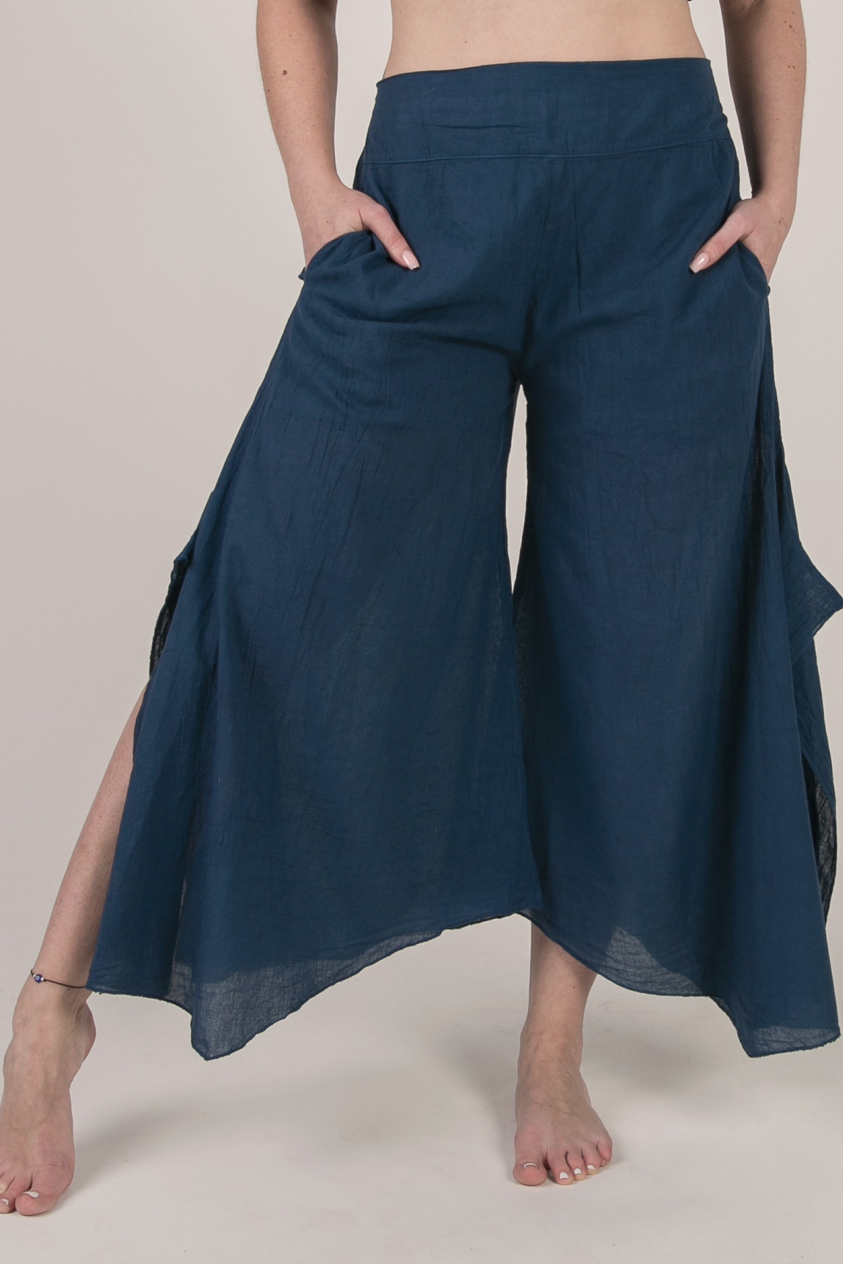 Breeze Navy Cotton Artisan Palatsihousut