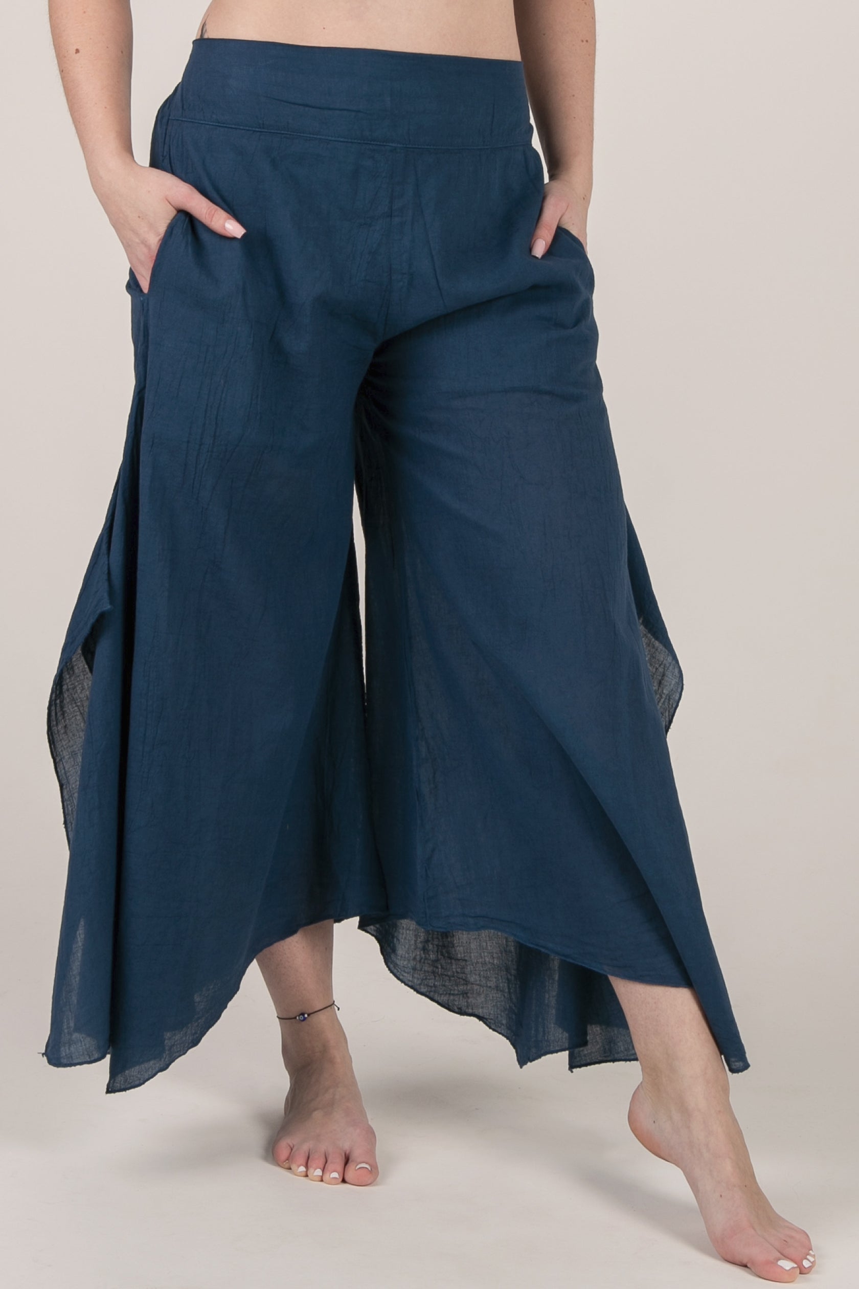 Breeze Navy Cotton Artisan Palatsihousut