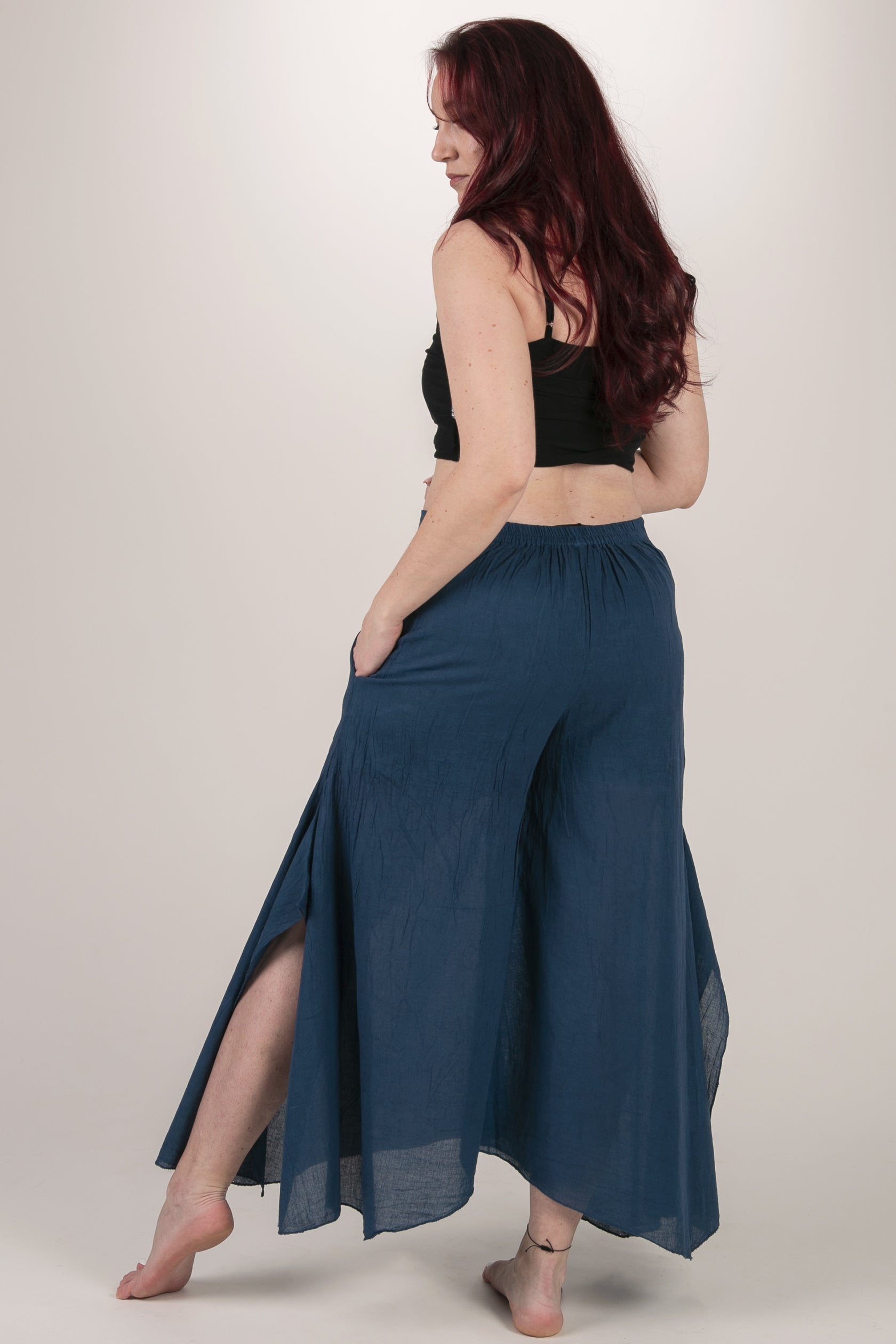 Breeze Navy Cotton Artisan Palatsihousut