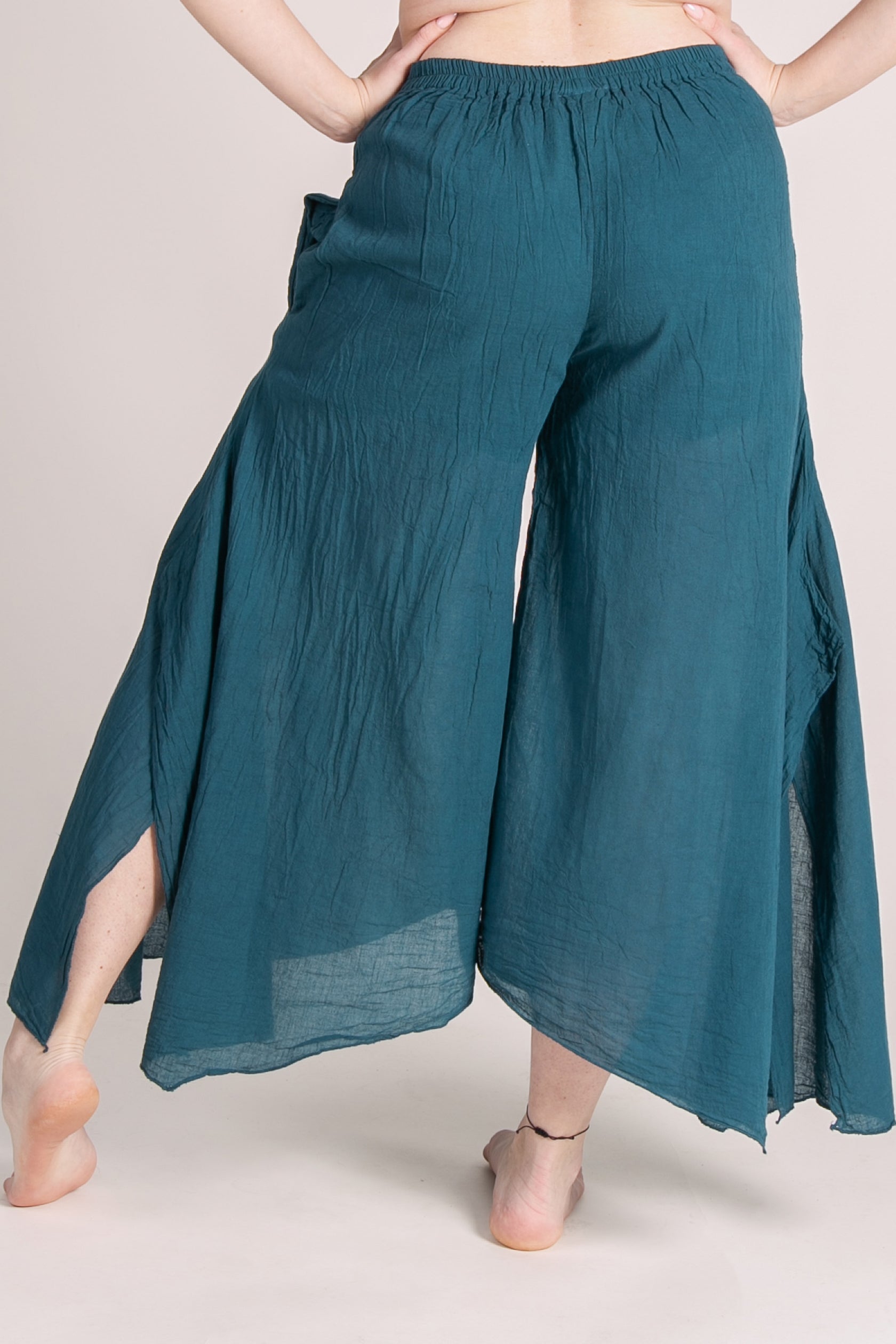 Breeze Teal Cotton Artisan Palatsihousut