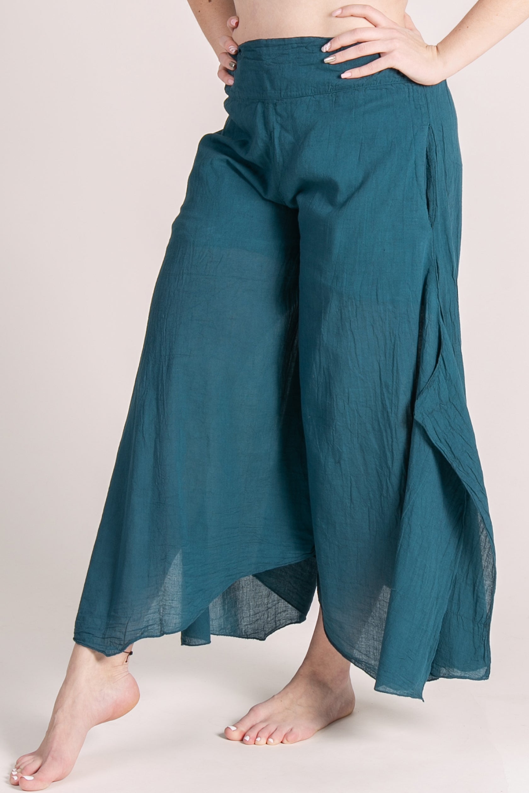 Breeze Teal Cotton Artisan Palatsihousut