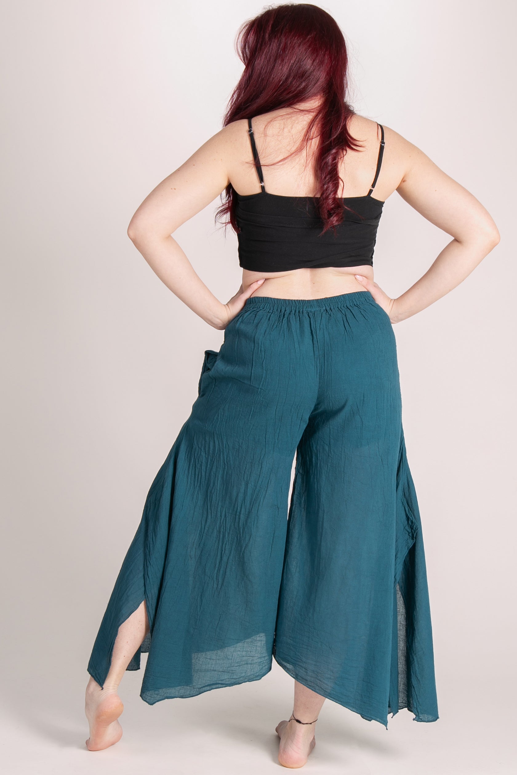 Breeze Teal Cotton Artisan Palatsihousut