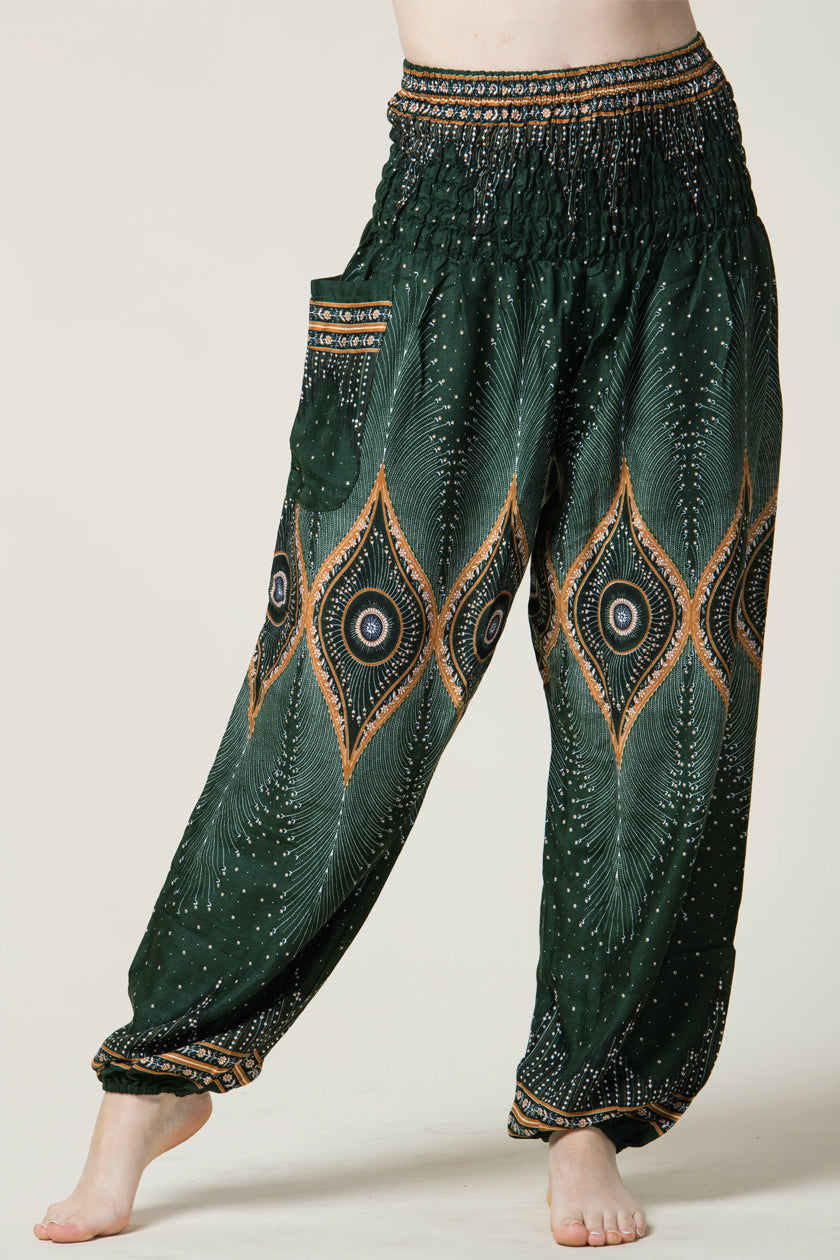 Diamond Peacock Green Artisan Haaremihousut