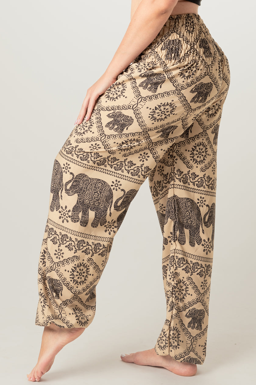 Extended Bandanna Beige Elephant Artisan Haaremihousut
