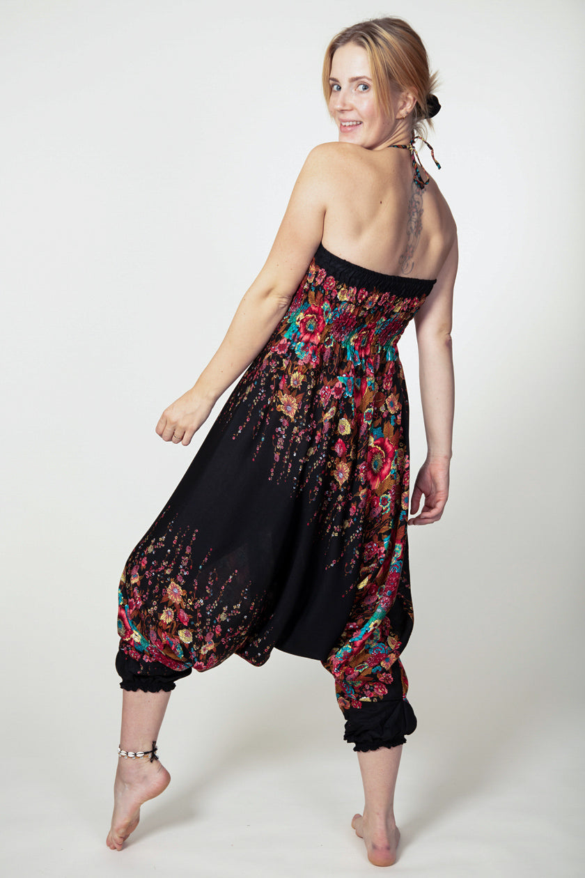 Floral Black Artisan Jumpsuit Haaremihousut
