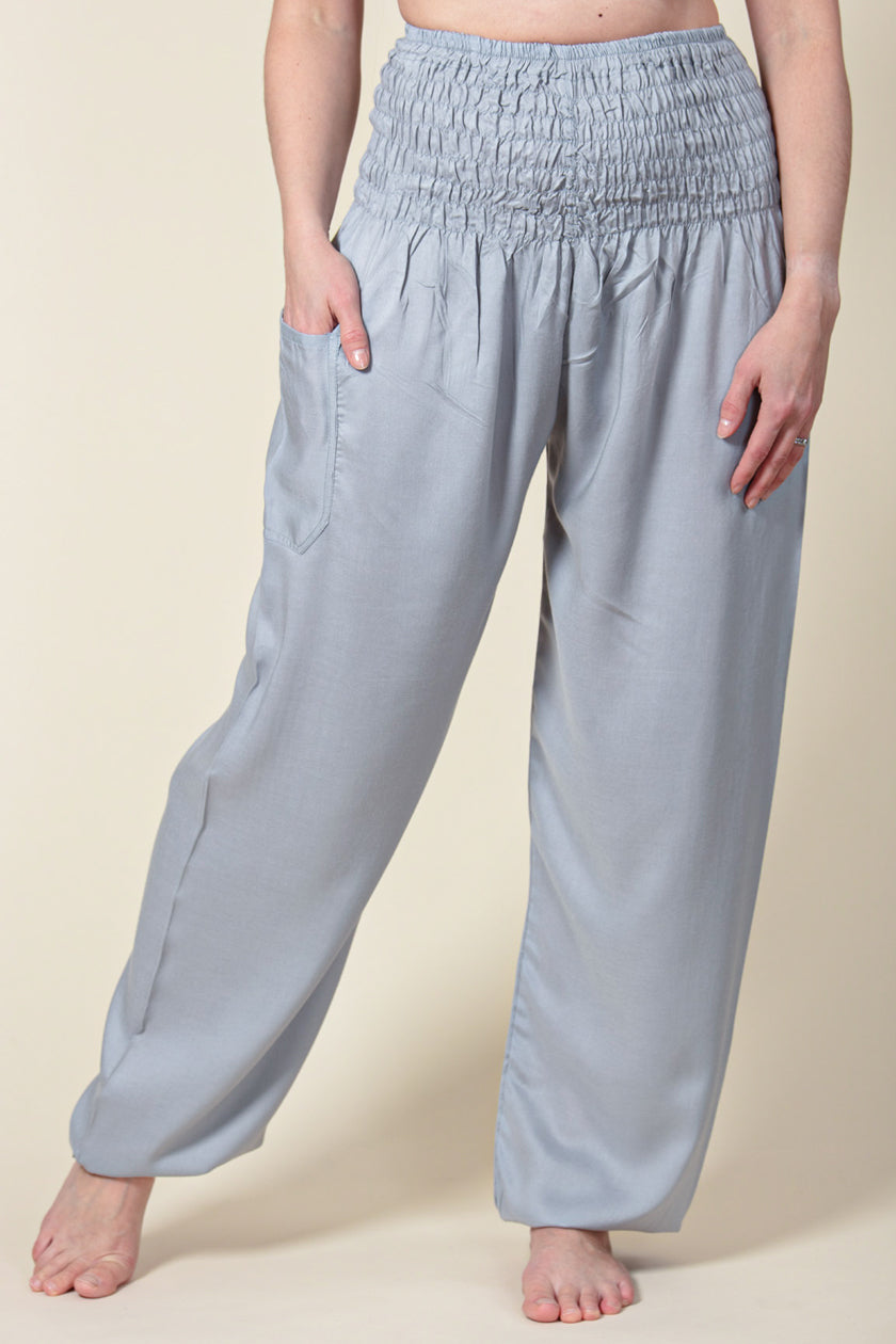 Extended Boho Gray Artisan Harem Pants