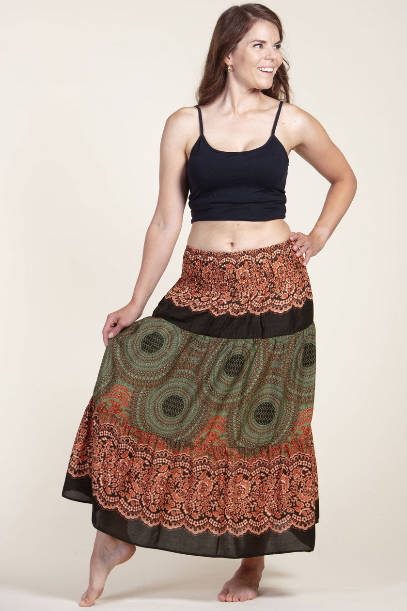 Mandala Olive Artisan Skirt