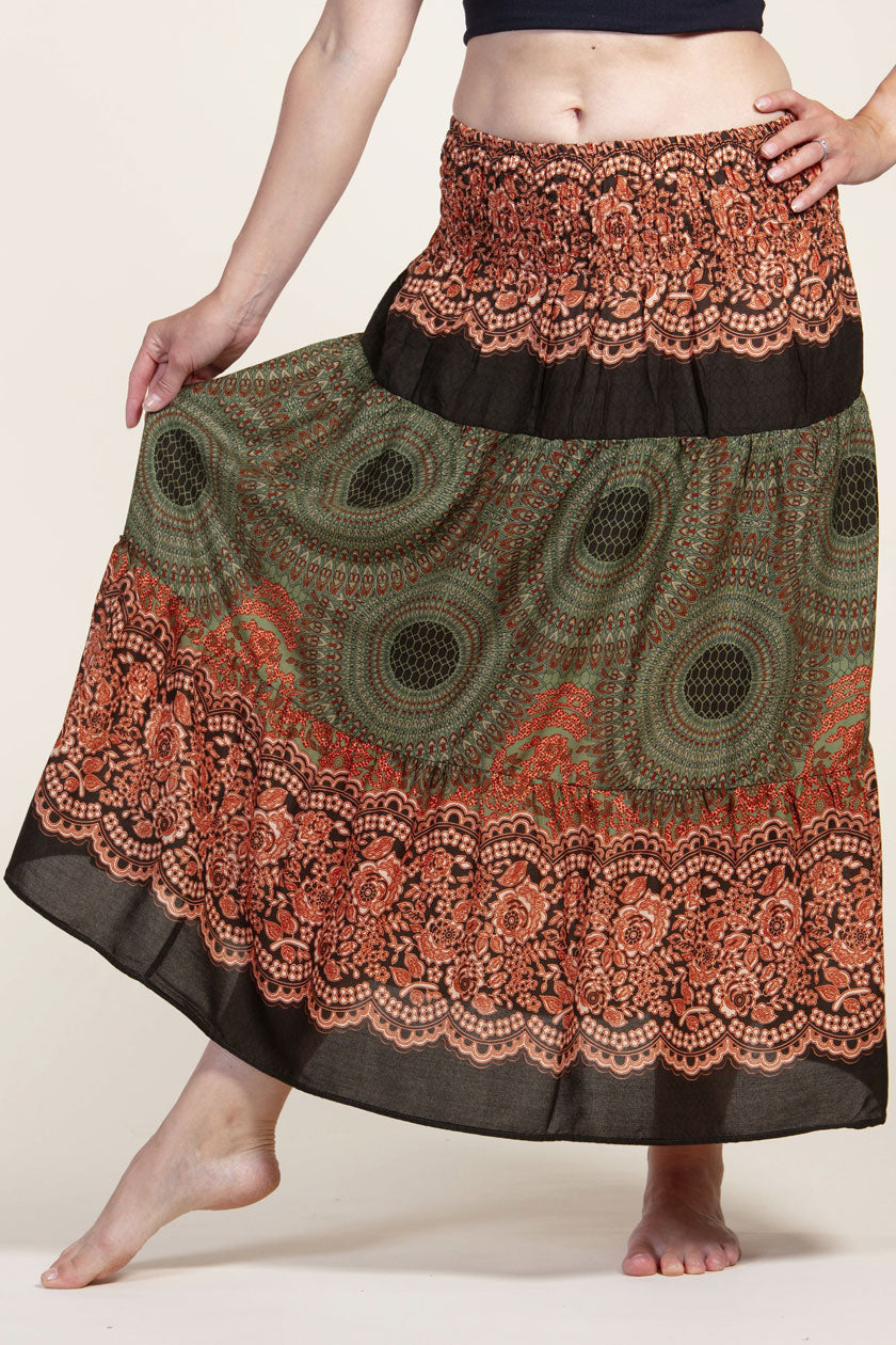 Mandala Olive Artisan Skirt