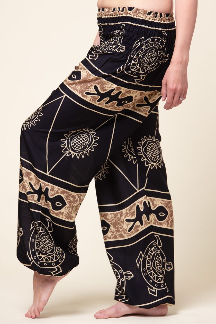 Mayan Turtle Gold Artisan Harem Pants