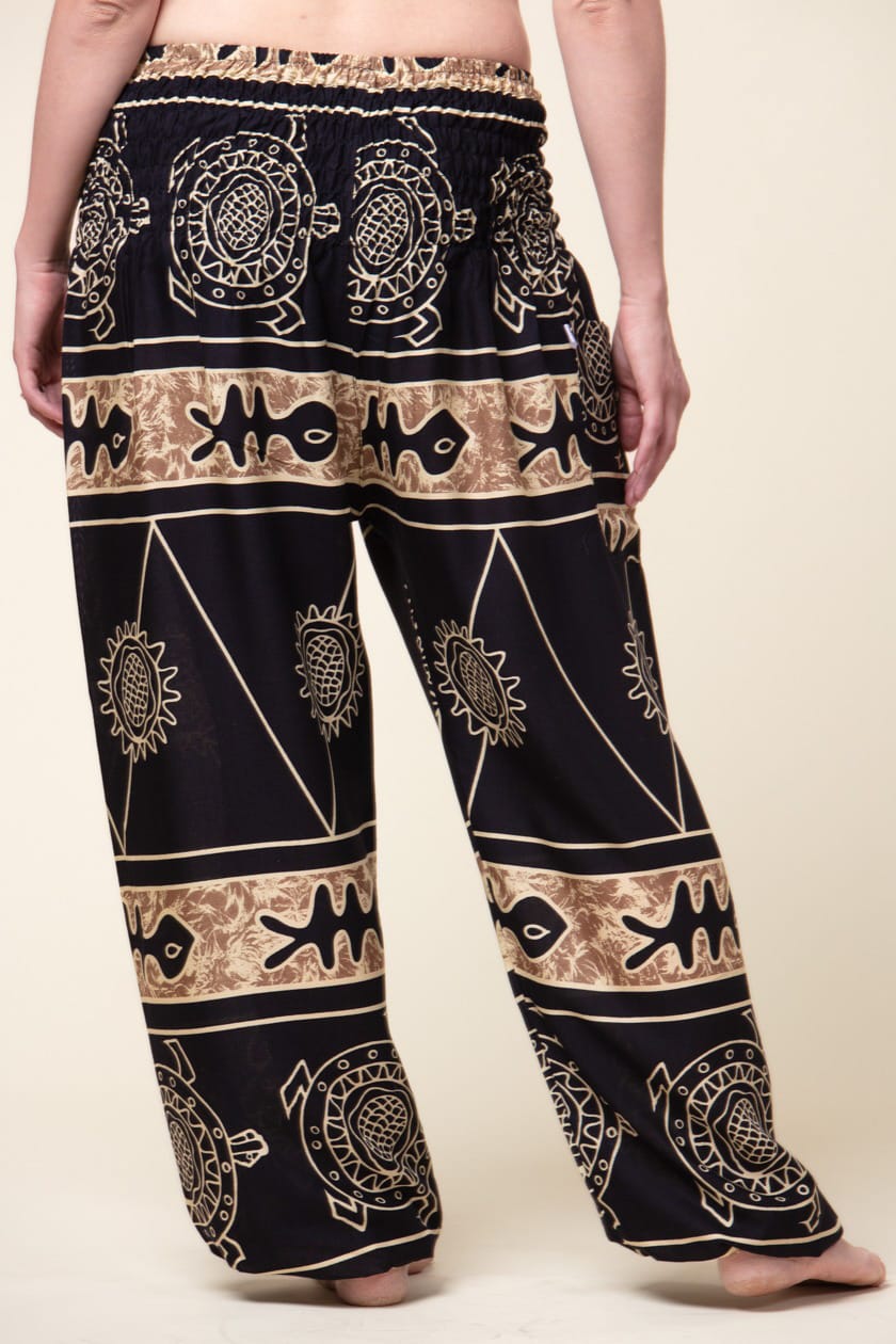 Mayan Turtle Gold Artisan Harem Pants