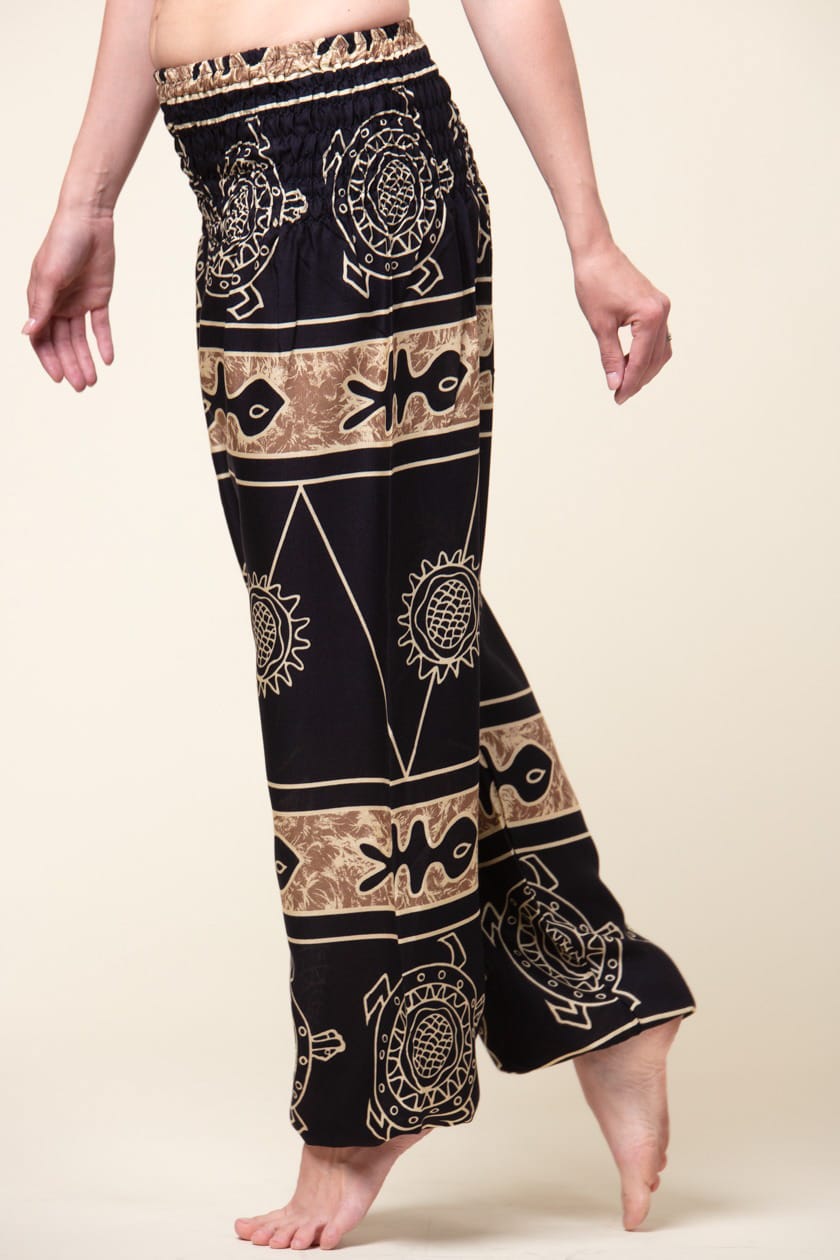 Mayan Turtle Gold Artisan Harem Pants