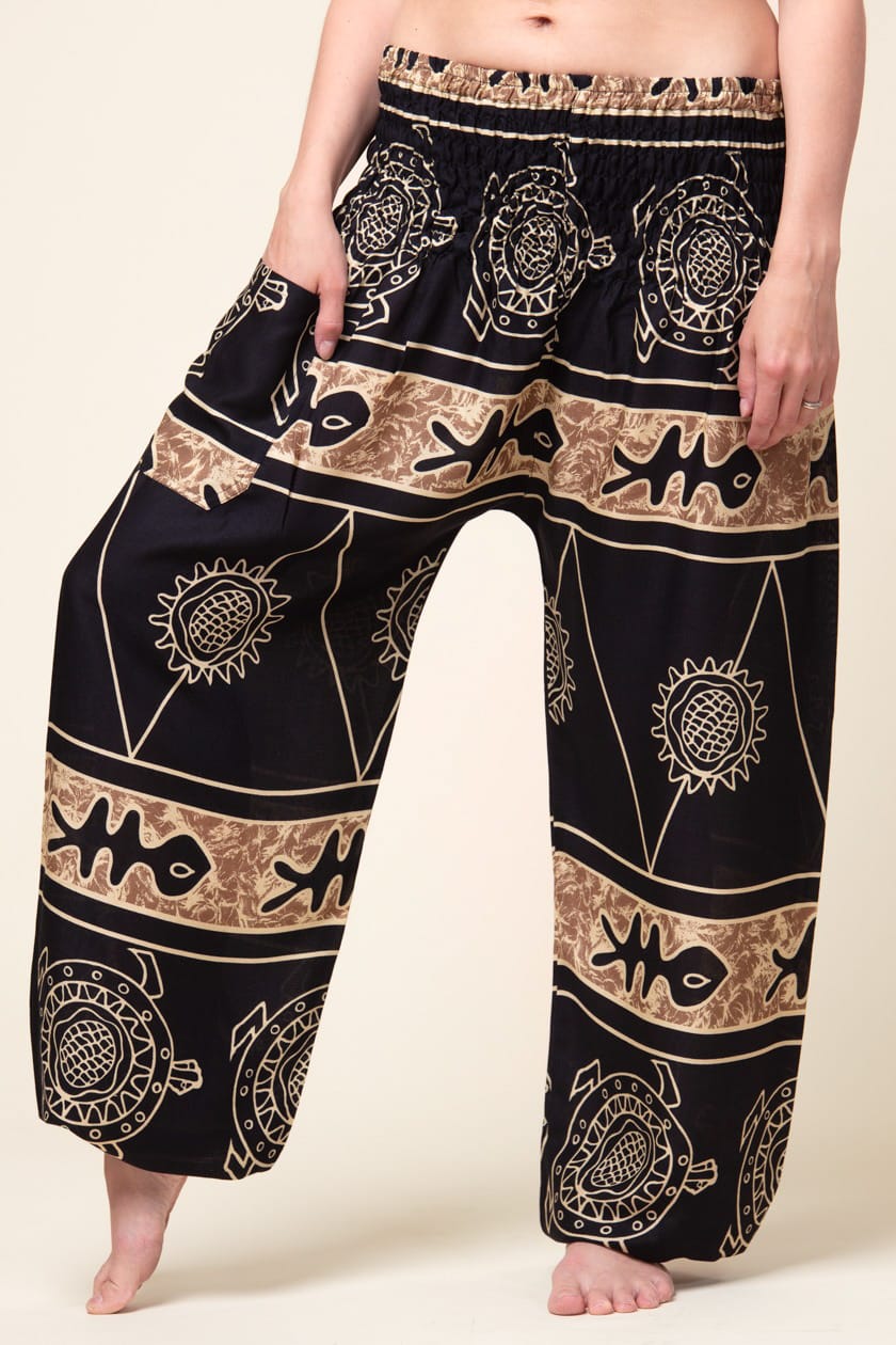 Mayan Turtle Gold Artisan Harem Pants