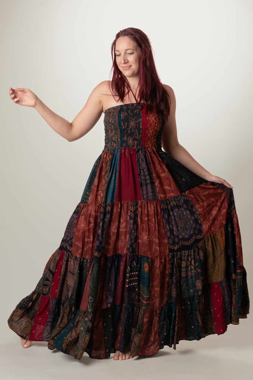 Surplus Bohemian Orange Artisan Bandeau Maxi Dress