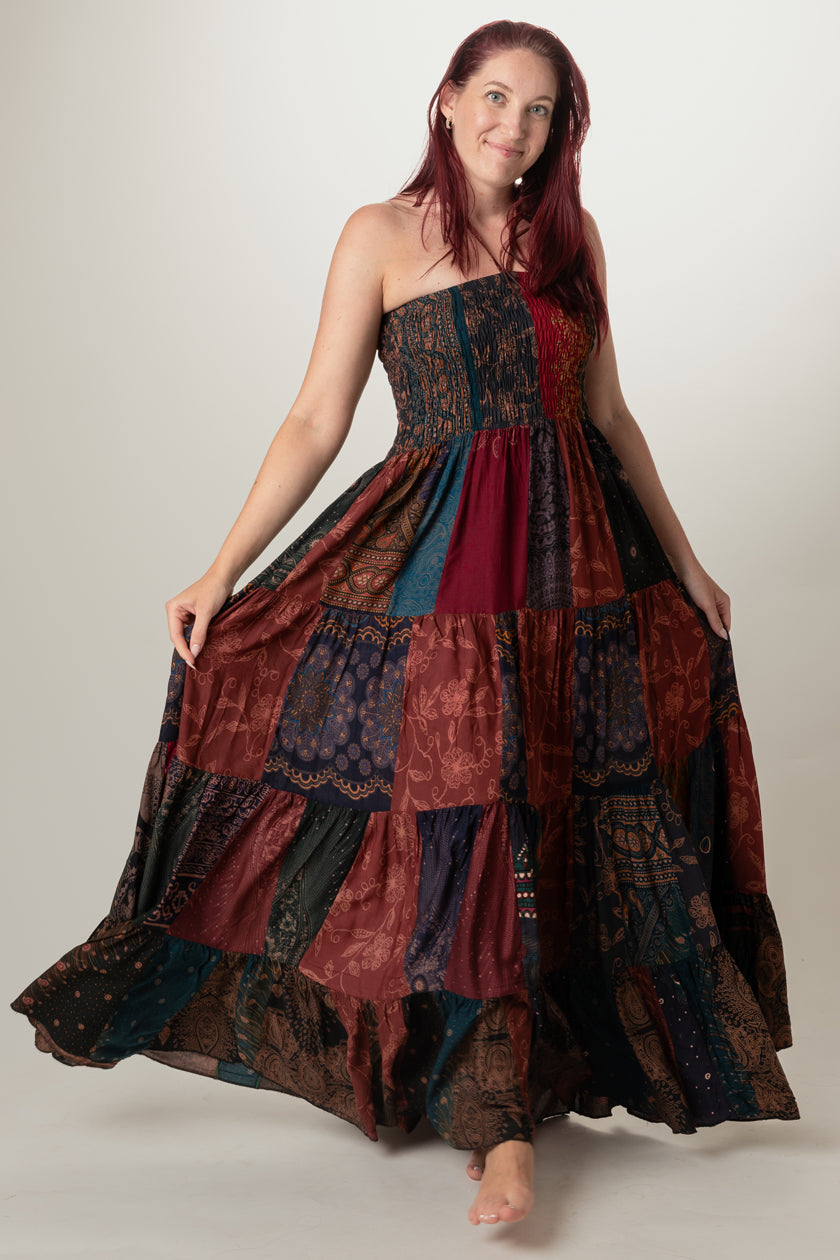 Surplus Bohemian Orange Artisan Bandeau Maxi Dress