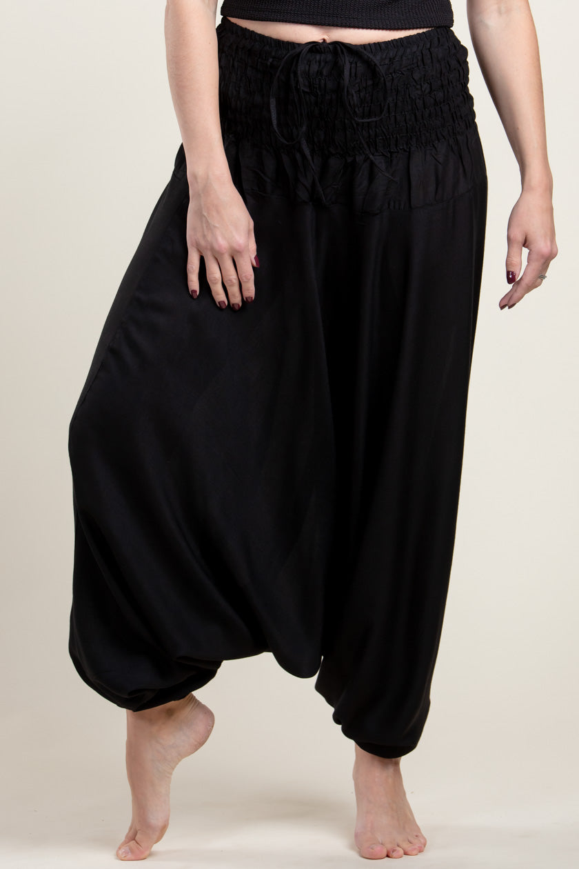 Boho Black Artisan Jumpsuit Harem Pants