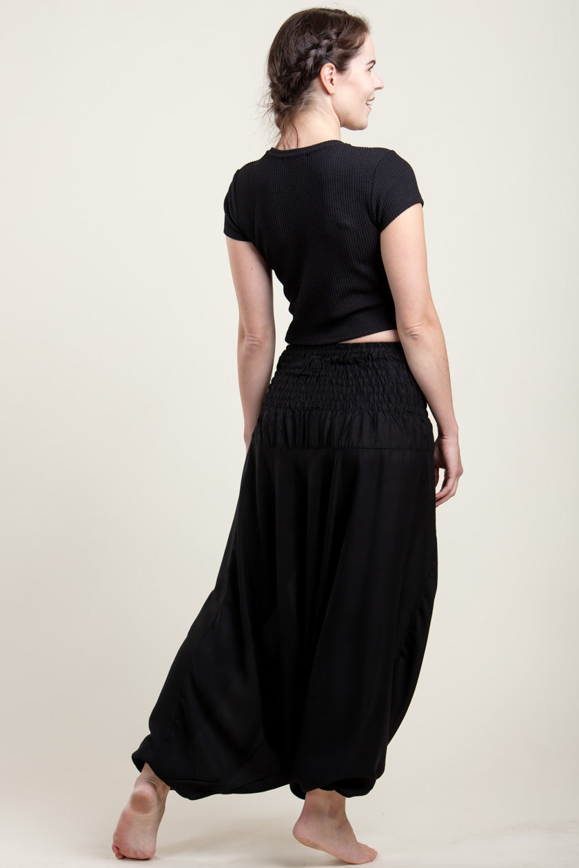 Boho Black Artisan Jumpsuit Harem Pants