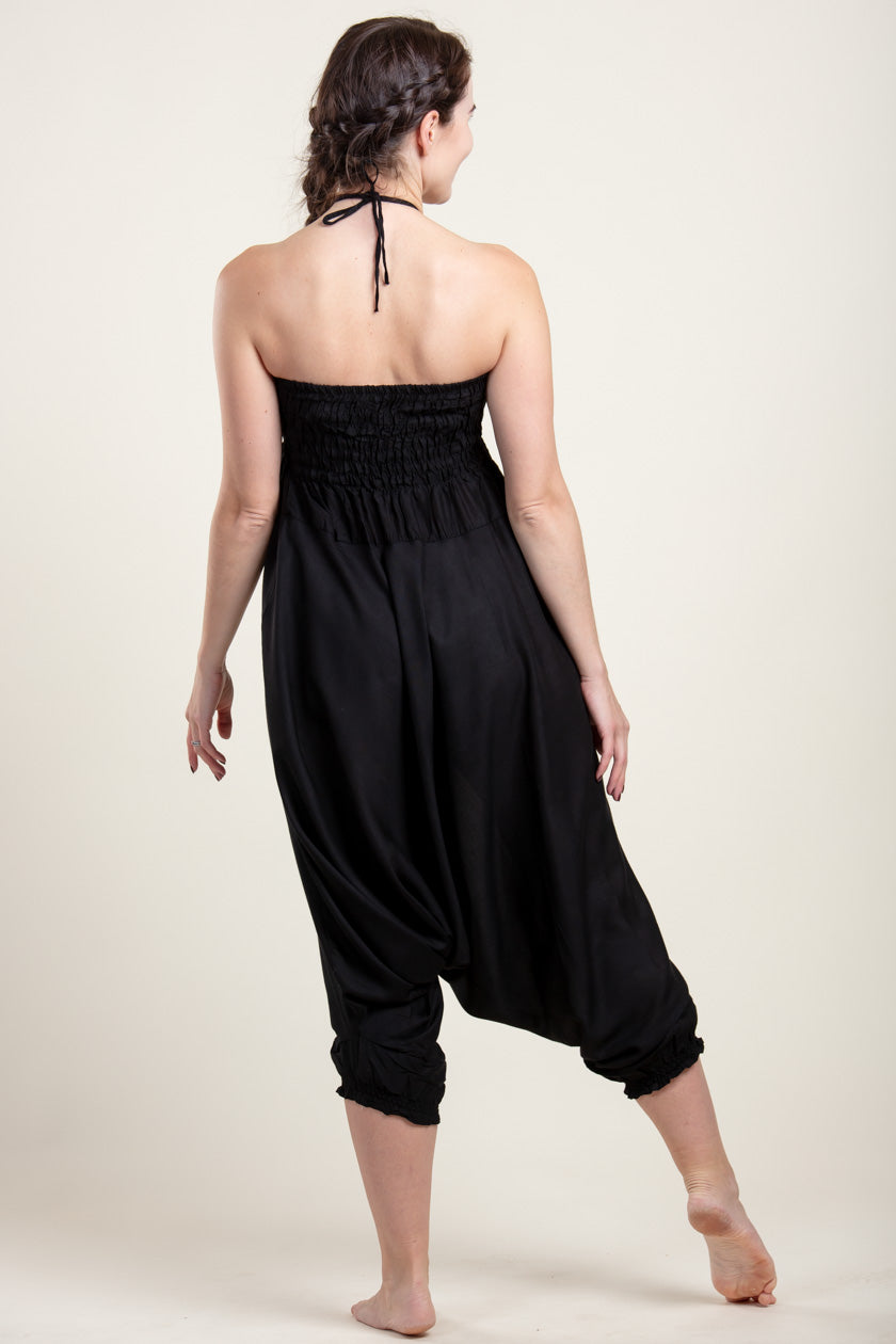 Boho Black Artisan Jumpsuit Harem Pants