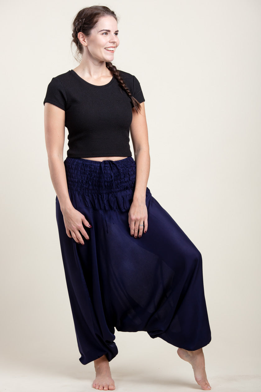 Boho Navy Artisan Jumpsuit Harem Pants