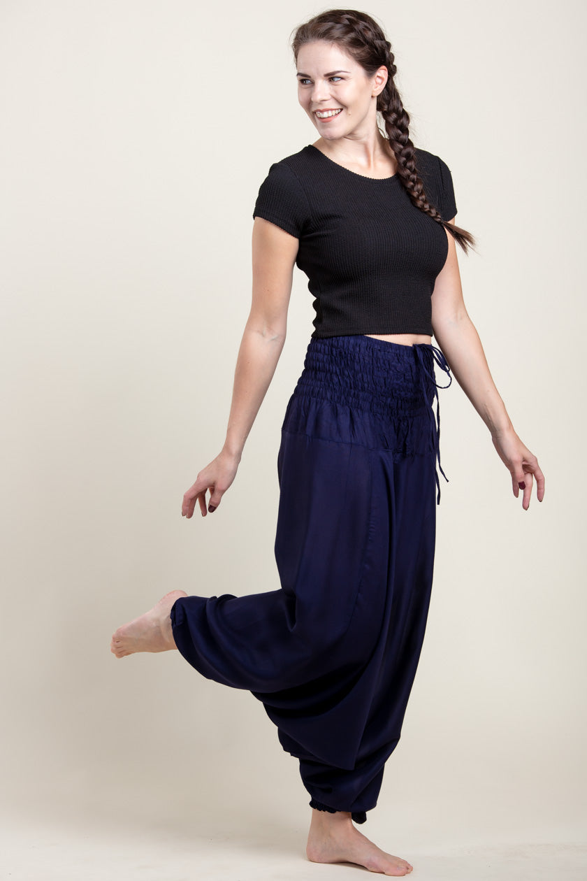 Boho Navy Artisan Jumpsuit Harem Pants