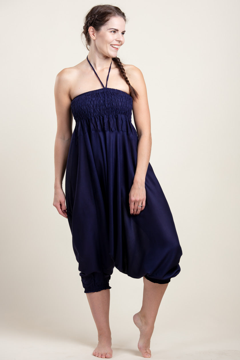 Boho Navy Artisan Jumpsuit Harem Pants