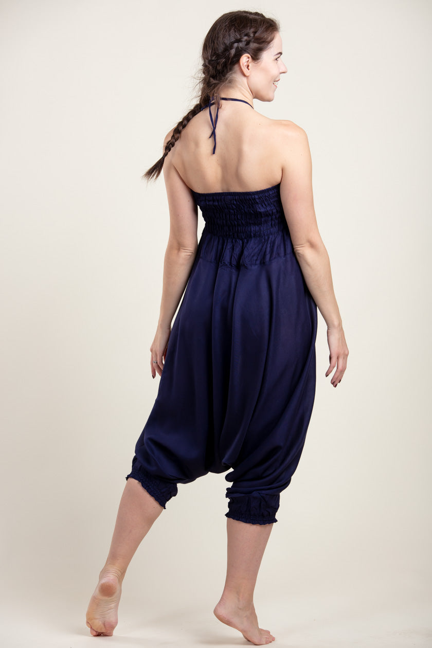 Boho Navy Artisan Jumpsuit Harem Pants