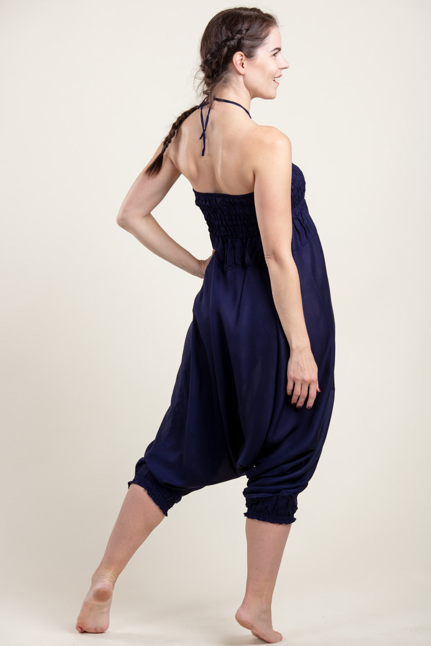 Boho Navy Artisan Jumpsuit Harem Pants