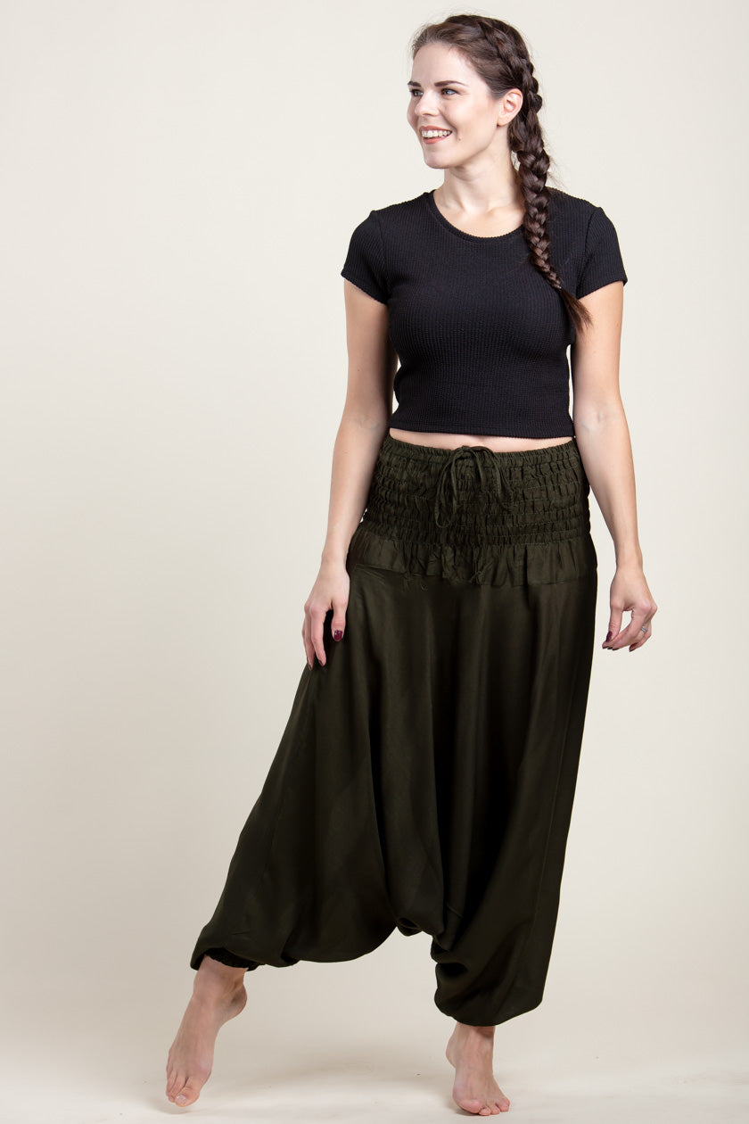 Boho Green Artisan Jumpsuit Harem Pants