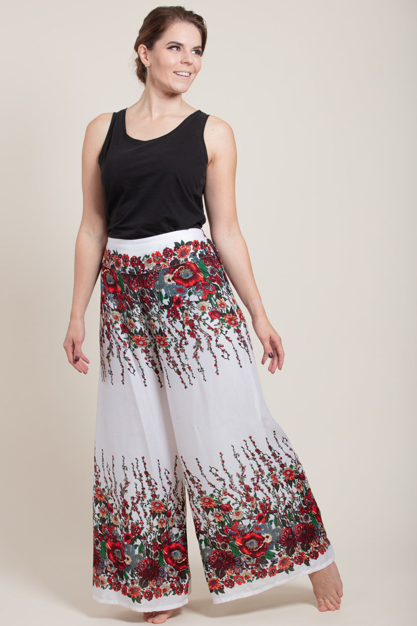 Floral White Artisan Palace Pants