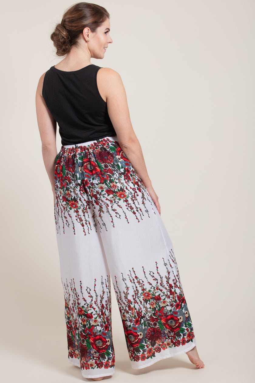 Floral White Artisan Palace Pants