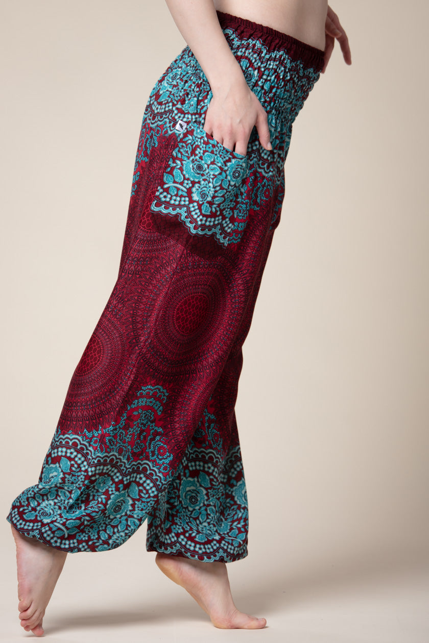 Mandala Red Artisan Harem Pants
