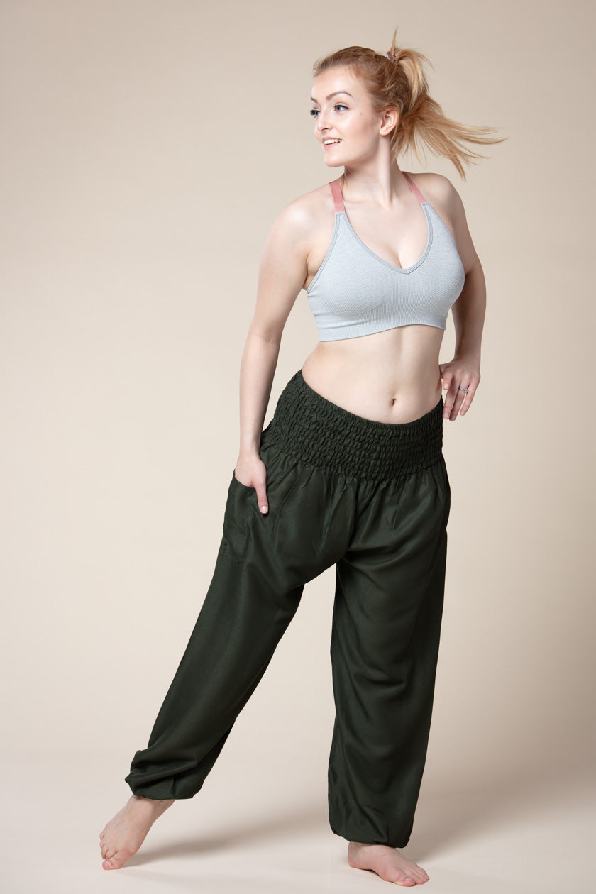 Boho Green Artisan Harem Pants