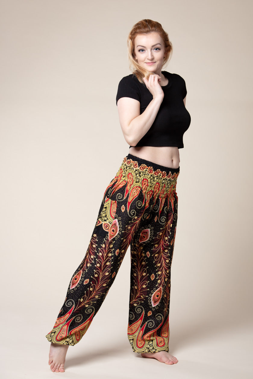 Peacock Paisley Black Artisan Harem Pants