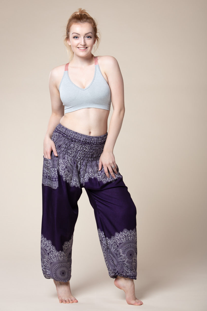 Border Mandala Purple Artisan Harem Pants