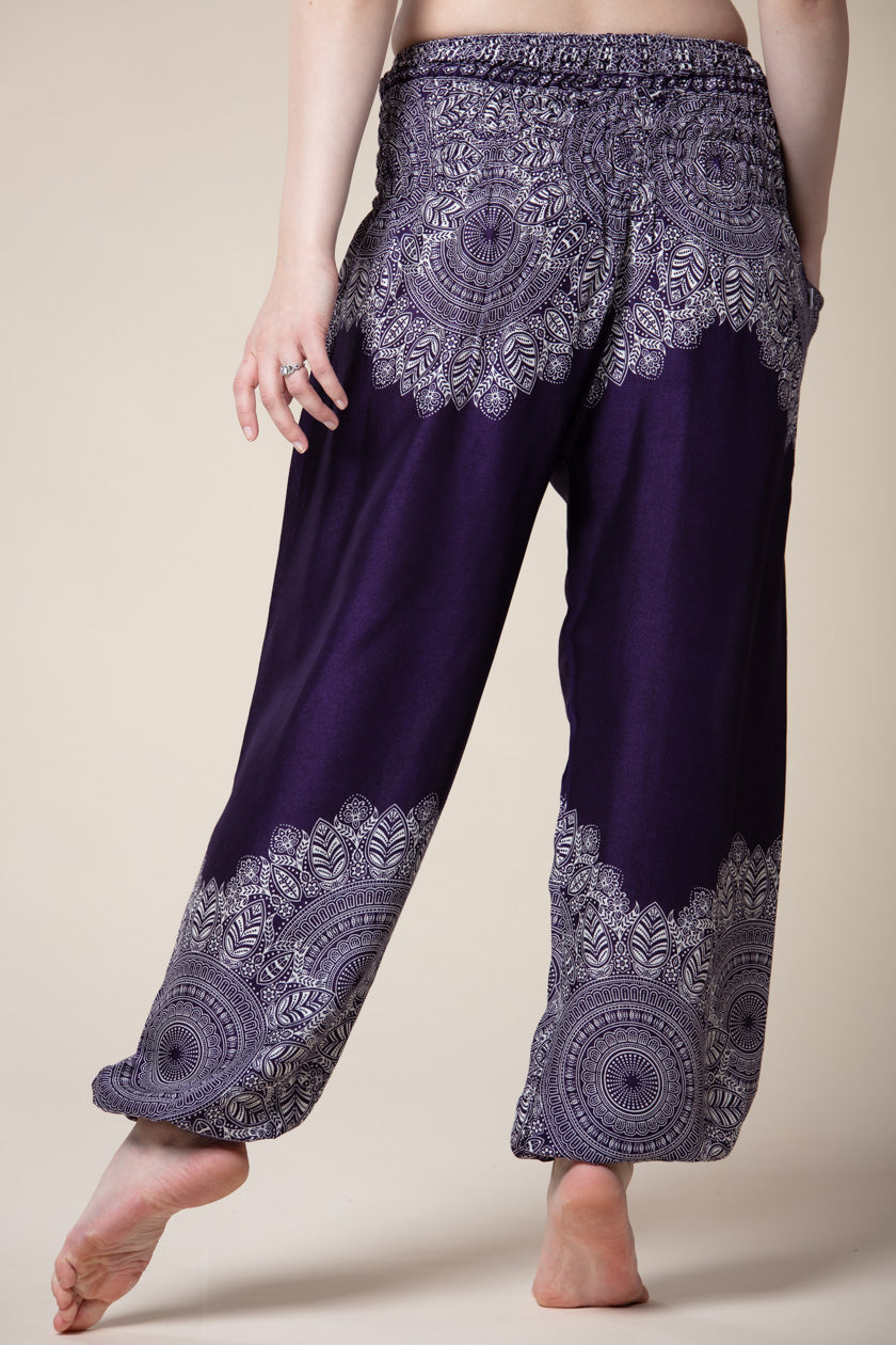 Border Mandala Purple Artisan Harem Pants