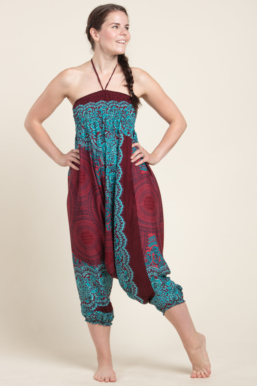 Mandala Red Artisan Jumpsuit Harem Pants